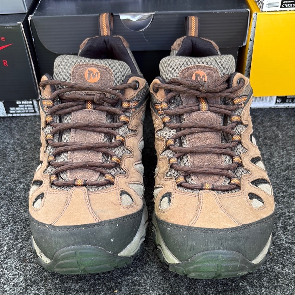 Merrell Brown and Green Athletic Shoes for Trail Adventures